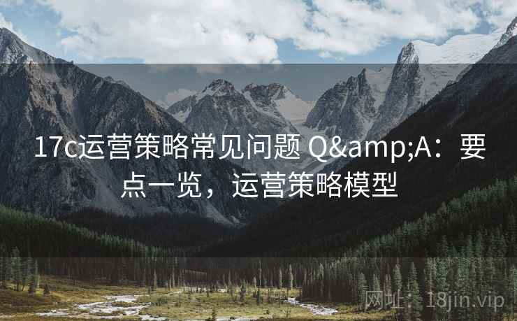 17c运营策略常见问题 Q&A：要点一览，运营策略模型