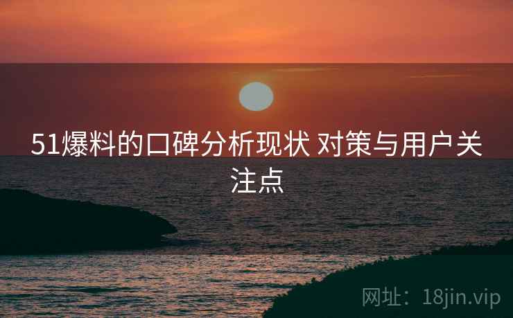 51爆料的口碑分析现状 对策与用户关注点